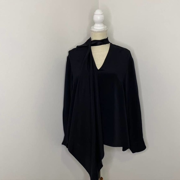 Calvin Klein 205W39NYC Satin Drape-Front Silk Cady top MADE IN ITALY - Picture 1 of 14